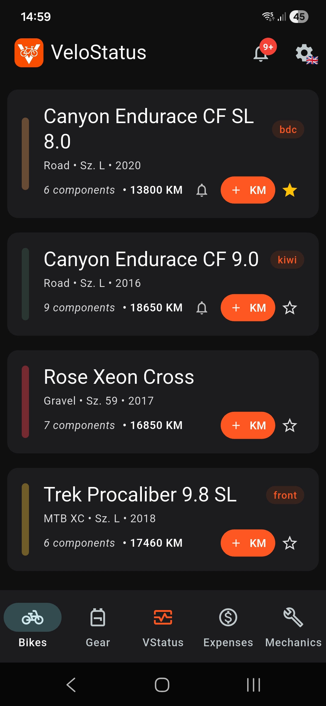 VeloStatus dark mode